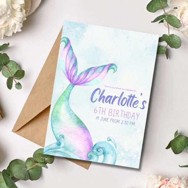 Mermaid Tail Under the Sea Birthday Invitation (Creator Uploaded)