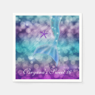 Mermaid Tail Under The Sea Birthday Party Napkins