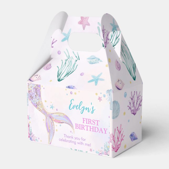 Mermaid Tail Under the Sea Girl Birthday Favour Box (Front Side)