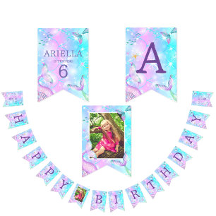 Mermaid Tail Under the Sea Happy Birthday Bunting