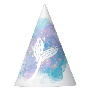 Mermaid Tail Watercolor Sea Birthday Party Hat