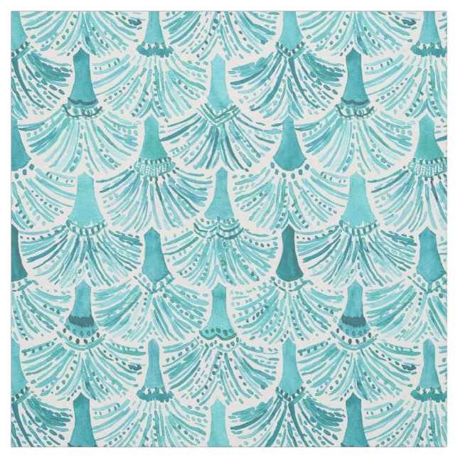 MERMAID TAILS Aqua Fish Scale Pattern Fabric (Swatch)
