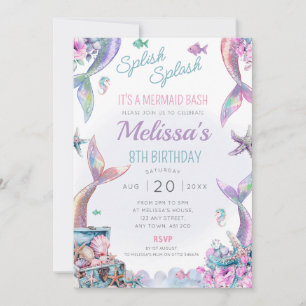 Mermaid Tails Birthday Party Invite Splish Splash