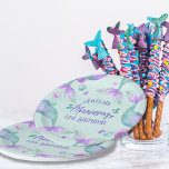 Mermaid Tails Mermazing Any Age Birthday Paper Plate<br><div class="desc">Mermaid birthday party plates,  personalised with any name and age. Design features fantasy magical mermaid tails and ocean bubbles in watercolor shades of pink purple turquoise and mint green. Mermaid party invitations and supplies are available in store but please message me if you need further templates.</div>