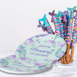 Mermaid Tails Mermazing Any Age Birthday Paper Plate