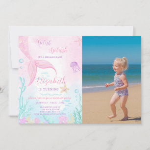 Mermaid Tale Birthday Invitation With Photo