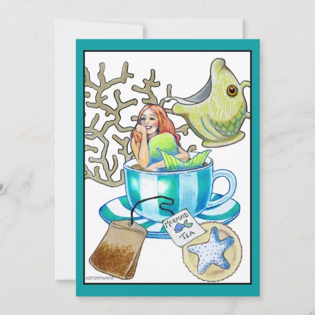 Mermaid Tea Party Birthday Invitation (Front)