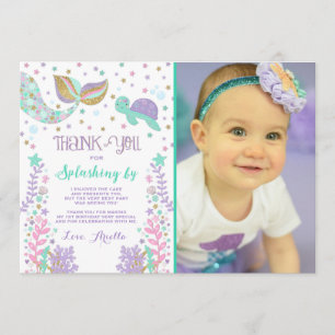 Mermaid Thank You Card Under The Sea Thank You