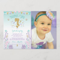 Mermaid Thank You Card Under The Sea Thank You