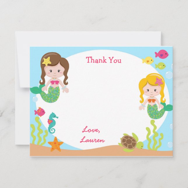 Mermaid Thank You Note Cards (Front)