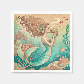 Mermaid theme party custom napkins