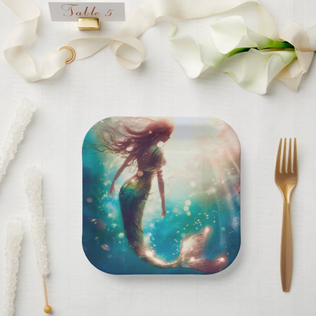Mermaid theme party custom paper plates (Wedding)