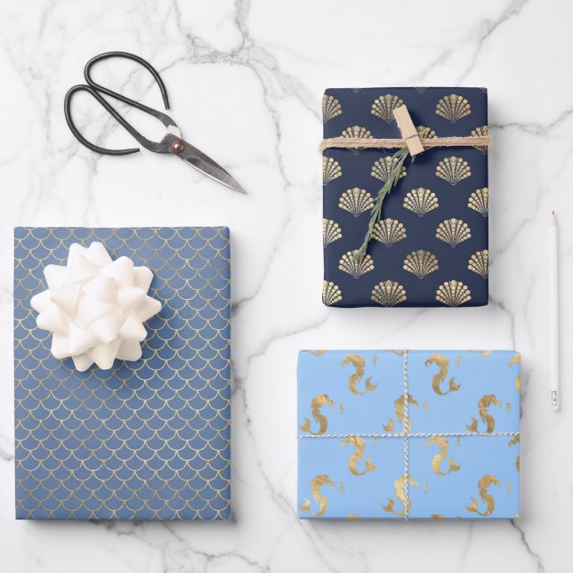 Mermaid Theme Under The Sea Party Wrapping Paper Sheet (Front)