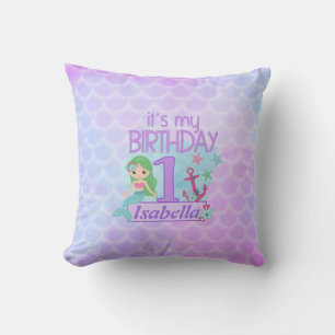 Mermaid themed 1st Birthday  Cushion