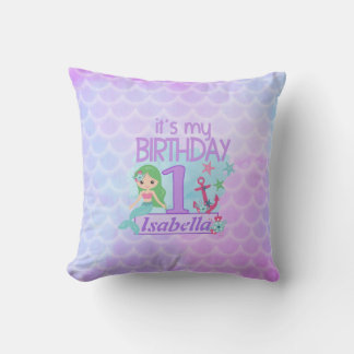 Mermaid themed 1st Birthday  Cushion