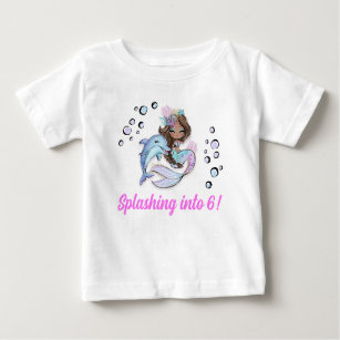 Mermaid Themed 6th Birthday T-Shirt for Kids