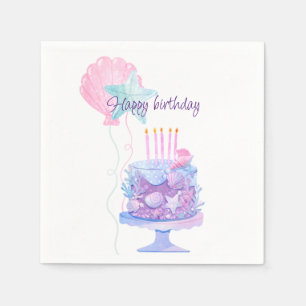 Mermaid Themed Birthday Bash Napkin
