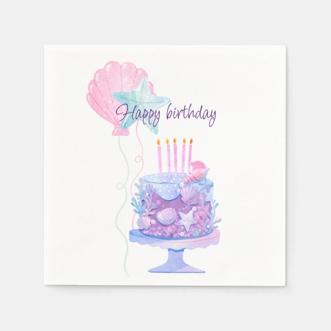 Mermaid Themed Birthday Bash  Napkin (Front)
