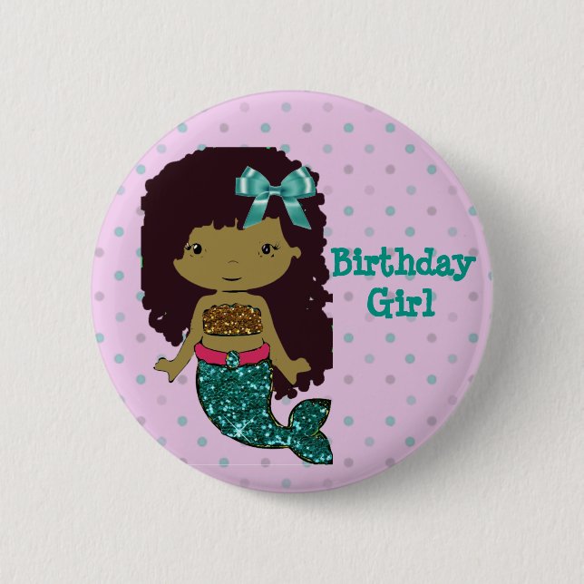 Mermaid Themed "Birthday Girl" Button (Front)
