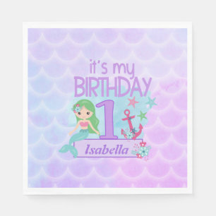 Mermaid themed birthday Paper Napkin