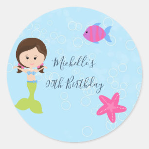 Mermaid themed Birthday Party Classic Round Sticker