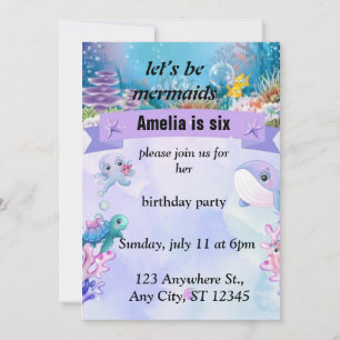 mermaid-themed birthday party invitation-custom invitation