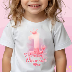 Mermaid Themed Girl's 1st Birthday Personalised Baby T-Shirt