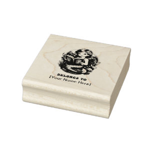 Mermaid This belongs to Bookplates Rubber Stamp