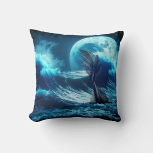 Mermaid Throw Pillow with e.e. cummings Poem
