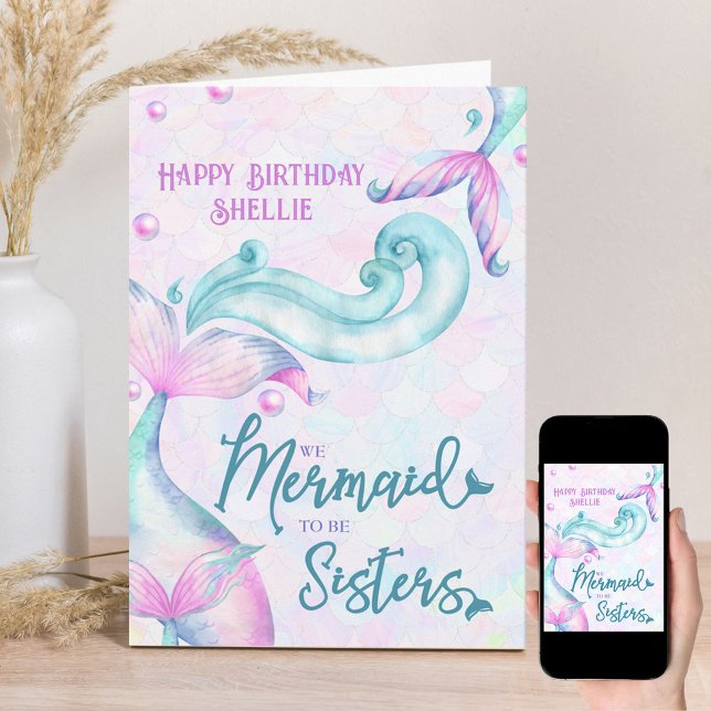 Mermaid to Be Sisters Personalised Sister Birthday Card (Creator Uploaded)