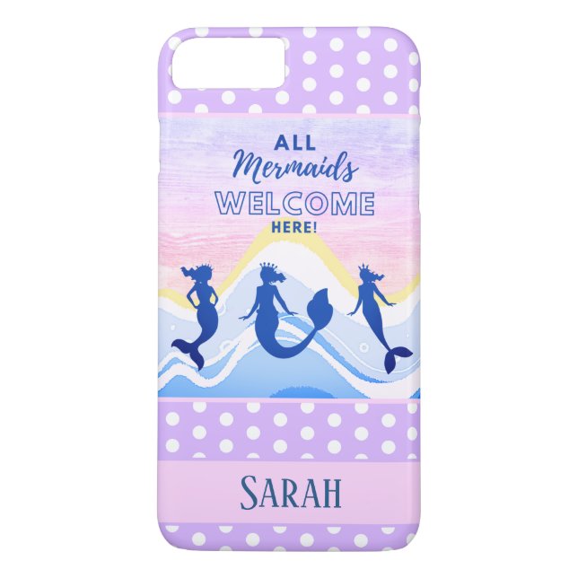 Mermaid Trio | All Mermaids Welcome | Polka Dot Case-Mate iPhone Case (Back)