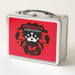 Mermaid Twin Sisters Metal Lunch Box