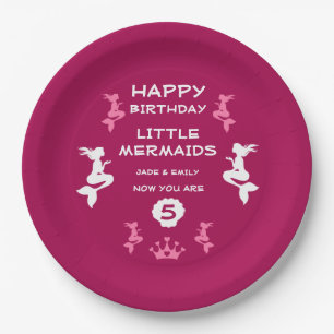 Mermaid Twin Sisters Paper Plate