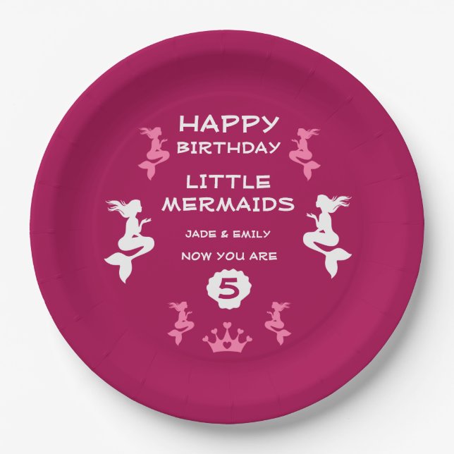  Mermaid Twin Sisters Paper Plate (Front)