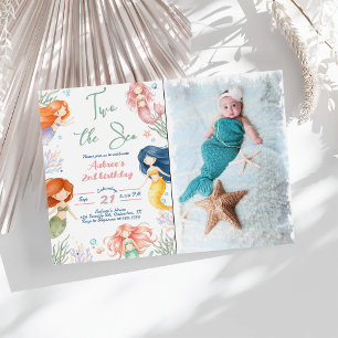 Mermaid Two the Sea 2nd Birthday Party Invitation