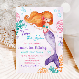 Mermaid Two The Sea 2nd Birthday Party Invitation