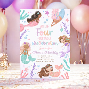 Mermaid Un-Four-Gettable Shellebration Birthday Invitation