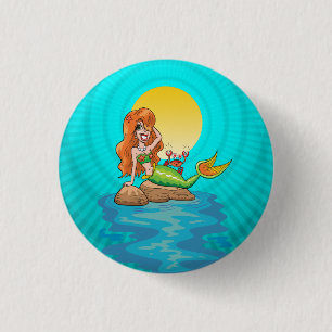 Mermaid under a Full Moon 3 Cm Round Badge