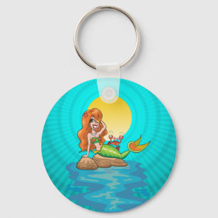 Mermaid under a Full Moon Key Ring