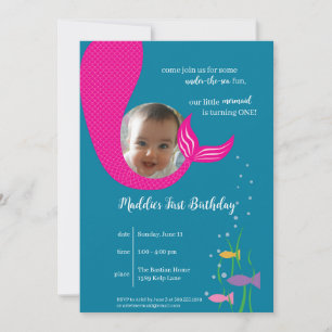 Mermaid Under the Sea 1st Birthday Party Invite