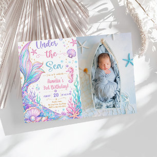 Mermaid Under the Sea 3rd Birthday Girl Invitation