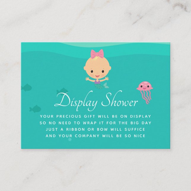 Mermaid Under the Sea Baby Shower Display Shower Enclosure Card (Front)