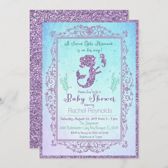 Mermaid Under the Sea Baby Shower Invitation (Front/Back)
