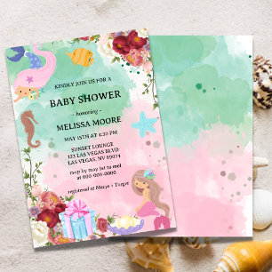 Mermaid Under The Sea Baby Shower Invitation