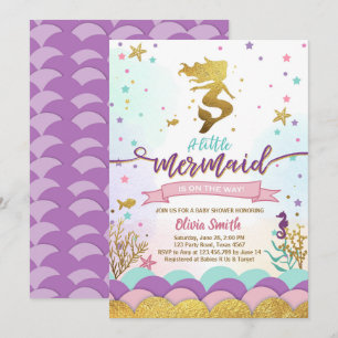 Mermaid Under The Sea Baby Shower Invitation Girl