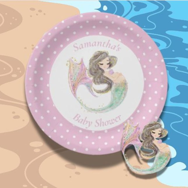 Mermaid under the sea baby shower  paper plate (perfect for a magical and memorable gathering!)