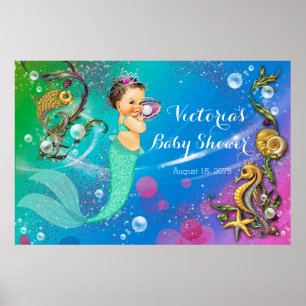 Mermaid Under The Sea Baby Shower Poster