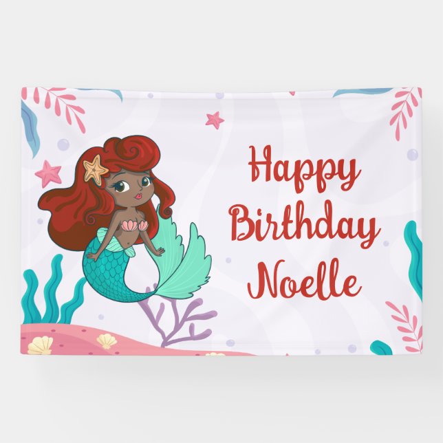 Mermaid Under the Sea Birthday Banner (Horizontal)