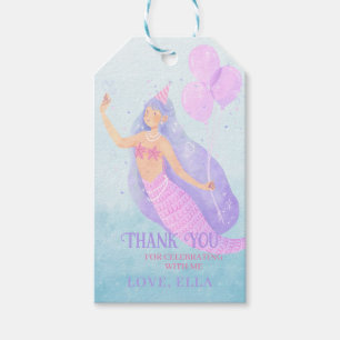 Mermaid Under the Sea Birthday Blue Thank you Gift Tags