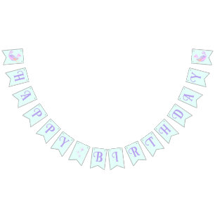 Mermaid Under the Sea Birthday Girl Age Blue Bunting